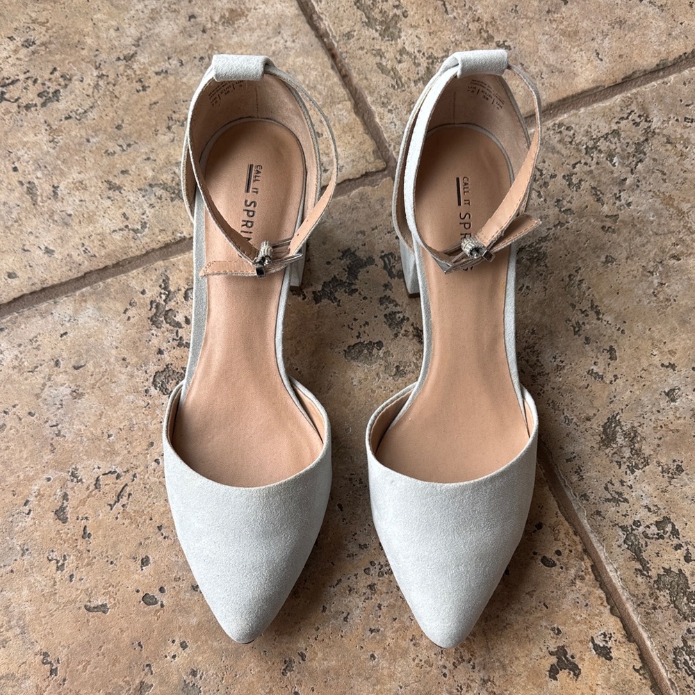 Call It Spring Women's Light Blue Suede Pointed Ankle-Strap Heels